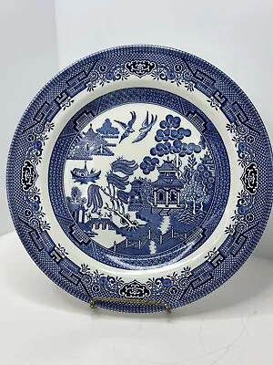 Buy Vintage Blue WILLOW Dinner Plate Churchill Made In England 1980s English China • 12.29£