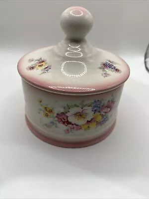 Buy Vintage James Kent Old Foley Pink Rose Lidded Pot. Ceramic, Floral. Trinket 11cm • 15£
