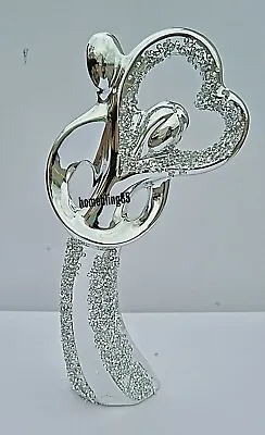 Buy Silver Sparkle Crystal Diamante Romance Couple Embrace Decorative Ornament Gift • 13.99£