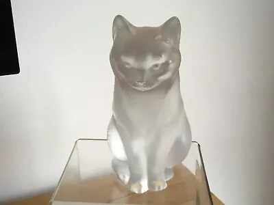 Buy Vintage Lalique France Crystal Glass Large Sitting Figurine Cat • 114£