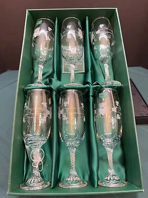 Buy Set Of 6 Eamon Glass Dublin CLADDAGH In Box Champagne Flutes, 6 Oz, 7  X 2 , 6oz • 52.13£