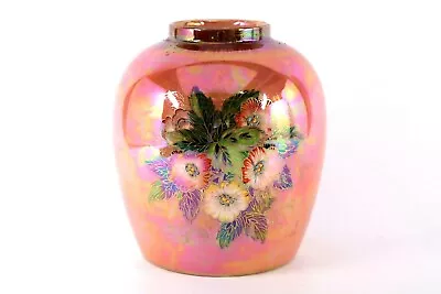 Buy Royal Winton Lustre Vase Vibrant Flowers On Pink Ground C1930 • 75£