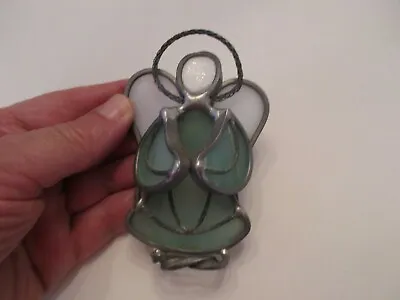 Buy Vintage,  Stained Glass Angel, Clear Head & White Wings Turquoise Body • 6.63£