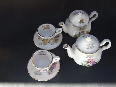 Buy Miniature Bone China  English Rose Teapots Cups Set Made In England Collectables • 34.09£