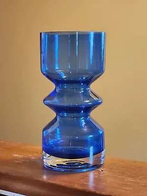 Buy Riihimaki Rihimaen Lasi Oy Tamara Aladin Blue Hoop Art Glass Vase 7.75” Finland • 114.72£