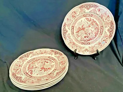 Buy Royal Cauldon England Red Floral Transfer Dinner Plate 10  Scalloped... Rare!!! • 47.43£