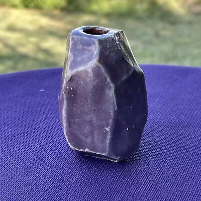 Buy Signed OOAK Purple Amethyst Stone Ware Pottery Glazed Geometric Vase ❤️blt10m4 • 37.40£