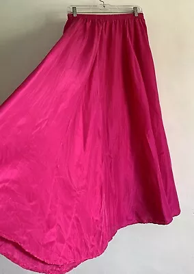 Buy Willow Ridge Pink Magenta Mid Rise Silk Long Maxi Circular Skirt Size:medium • 49£