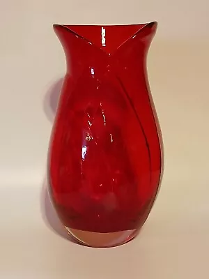 Buy 10  Ruby Red Glass Vase With Sommerso Style Thick Bottom Tulip Rim • 19.26£