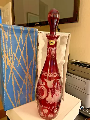 Buy Czech Point Cranberry 15  Ruby Red Hand Made Bohemian Decanter Mint In Box • 62.65£