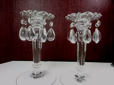 Buy 2 Set Vintage Crystal Chandelier Candle Stick Holders  7 3/4 In • 47.29£