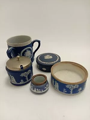 Buy Vintage Wedgwood Jasperware In Dark Blue Including Rare Loving Cup Good For Age • 12.50£