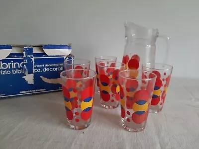 Buy Sabrina Refreshment Glass Set & Jug 1970s 7pc Juice Set Boxed Italy Dotty Spot • 25£
