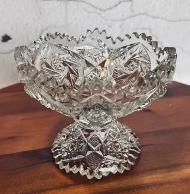 Buy Nu-Cut By Imperial Pressed Glass Jelly Bonbon Compote Footed Bowl Ca. 1920's • 15.08£