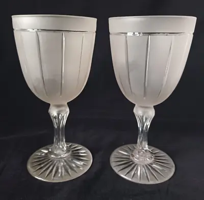Buy Pair Antique Victorian Stourbridge Etched & Cut Glass Drinking Goblets C1880 • 85£