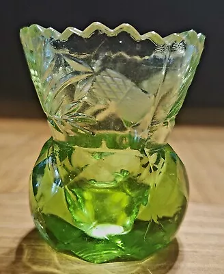 Buy Rare Vintage Green Edinburgh Scotland THISTLE Pattern Crystal Toothpick Holder • 110.29£