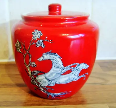 Buy Crown Devon Fieldings Pegasus Horse Ginger Jar In Red Circa 1950's • 8.99£