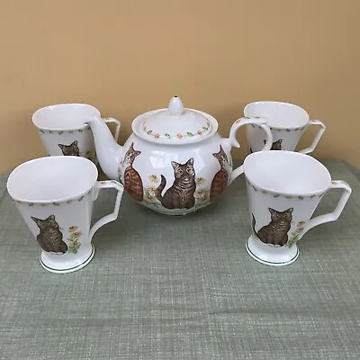 Buy Vintage St Michael Cats Teapot & 4 Mugs M&S Fine Bone China 1999 VGC • 16.99£