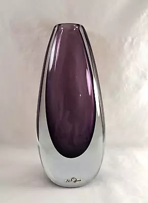 Buy Strombergshyttan Purple Glass Sommerso Vase Sweden Stromberg *Gunnar Nylund • 70.74£