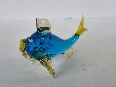 Buy Small Miniature Glass Fish Blue Ornament Murano Style • 9£