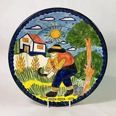 Buy Vintage Flosa Redondo Portuguese Folk Art Terracotta Plate / Platter / Charger • 24£
