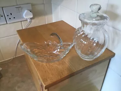 Buy Glass Container With Lid Plus Small Glass Bowl • 8£