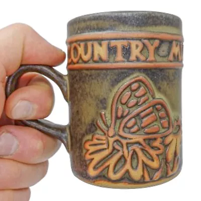 Buy Vintage Tremar Studio Pottery Country Mug Butterfly Flower Design Signed 1960s • 12£