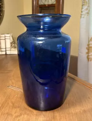 Buy Large Cobalt Blue Hand-Blown Glass Vase 9-3/8  Tall Flared Rim High Shoulder • 17.01£