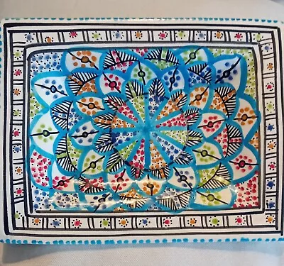 Buy Moroccan Inspired Brightly Coloured Rectangle Plate With Intricate Pattern • 18£