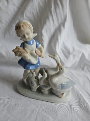 Buy Lladro Style Girl And Geese Figurine • 8£