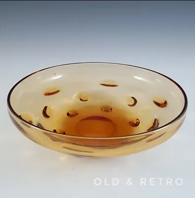 Buy Mid Century Thomas Webb Ombré Golden / Amber Bullseye Fruit  Glass Bowl 1950’s. • 14.99£