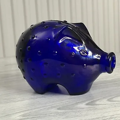 Buy Vintage Holmegaard Cobalt Blue Glass Pig / Piggy Bank Jacob Bang  Scandinavian • 30£