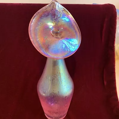 Buy Heron Glass. Cumbria UK. Vase. 8”. Pink. Iridescent. VGC. • 35£
