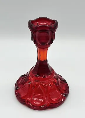 Buy Fenton Art Glass Amberina Ruby Red Barred Oval Candlestick Candle Holder Vintage • 18.24£
