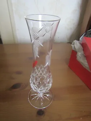 Buy Vintage Brierley Hand Cut Lead Crystal Bud Vase Crystal Ring Boxed • 15.50£
