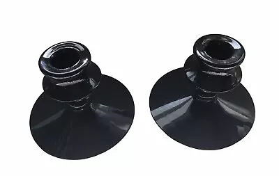 Buy Vintage LE Smith Black Amethyst Glass Candle Holders Set 2 • 25.58£