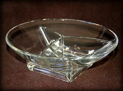 Buy 3-Section ~ Divided Serving BOWL ~ Clear Glass ~ Art Deco / Mercedes Benz  • 26.85£