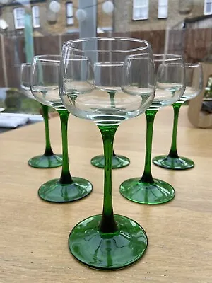 Buy Vintage Luminarc Hock Green Stem Glassware. Set Of 6 • 35£