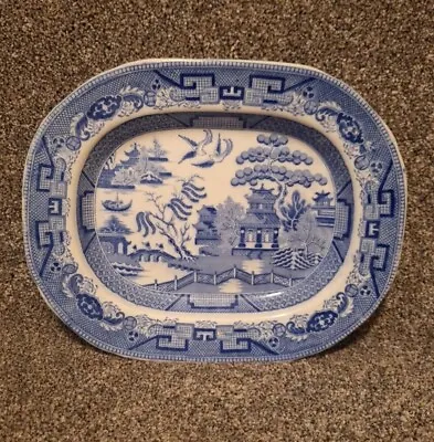 Buy  Willow Pattern Serving Platter Small Blue Staffordshire Stone Ware 11  X 9  • 25£