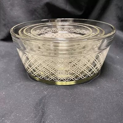 Buy Vintage Set Of Four Clear Glass Round Nesting Serving Bowls • 11.53£