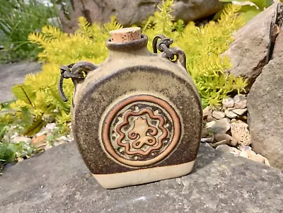 Buy Vintage 1970's Cornish Studio Pottery Stoneware Flask Bottle Tremar Cork Leather • 15£