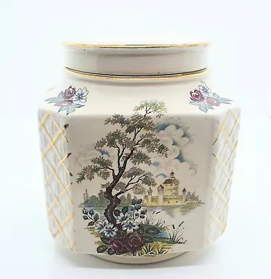 Buy Vintage Sadler Lidded Square Ginger Jar, Tree & Castle Pattern • 11.89£