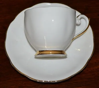 Buy Lovely Vintage Queen Anne White Gold Bone China England Tea Cup & Saucer Set • 10£