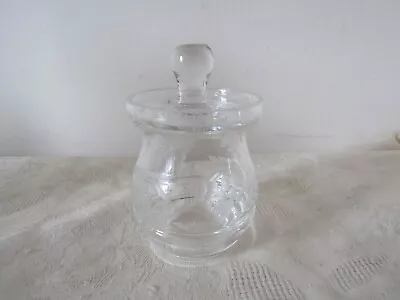 Buy Vintage Retro Cut Glass Etched Jam Pot Marmalade Etc 12cm Tallest • 9.99£