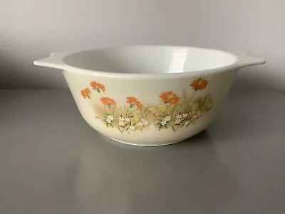 Buy Vintage Pyrex Field Flower Bowl Handles, Beige Pattern, White Inside, Glassware • 8.93£