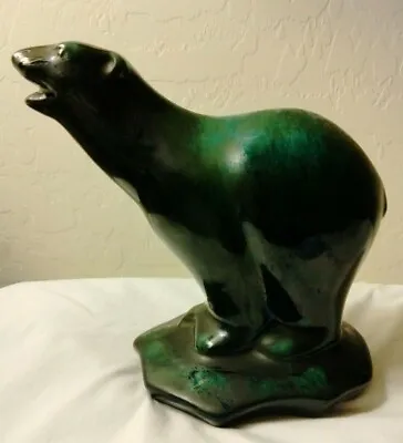 Buy Blue Mountain Pottery BMB Polar Bear Figurine Green Glaze 6  Canada Red Clay • 52.15£