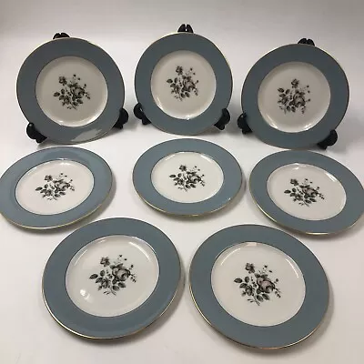 Buy Royal Doulton Rose Elegans X8 Side Plates 6.5  Blue-Grey + Gilding English China • 15£