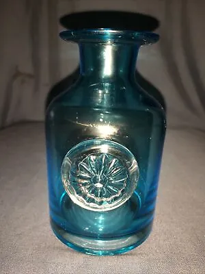 Buy Vintage/Retro Dartington Glass Daisy Bottle/Vase. Kingfisher Blue. • 24£