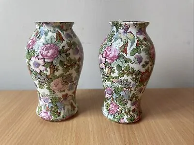 Buy Pair Of Antique Crown Ducal 11cm Vases C.1920's Chintz A500 Roseland Pattern • 30£
