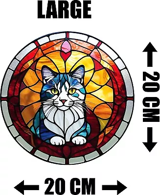 Buy Cat Decorative Stained Glass Effect Colourful Static Cling Window Sticker Gift • 9.99£